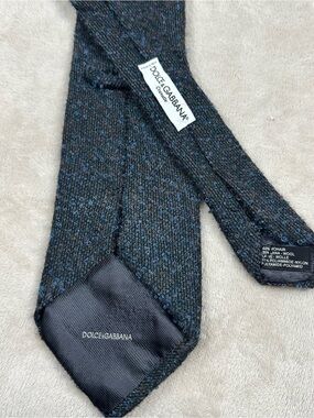 Dolce & Gabbana Cravatte Mohair Wool Textured Tie Blue Made in Italy